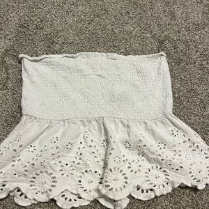 white, strapless, tank top